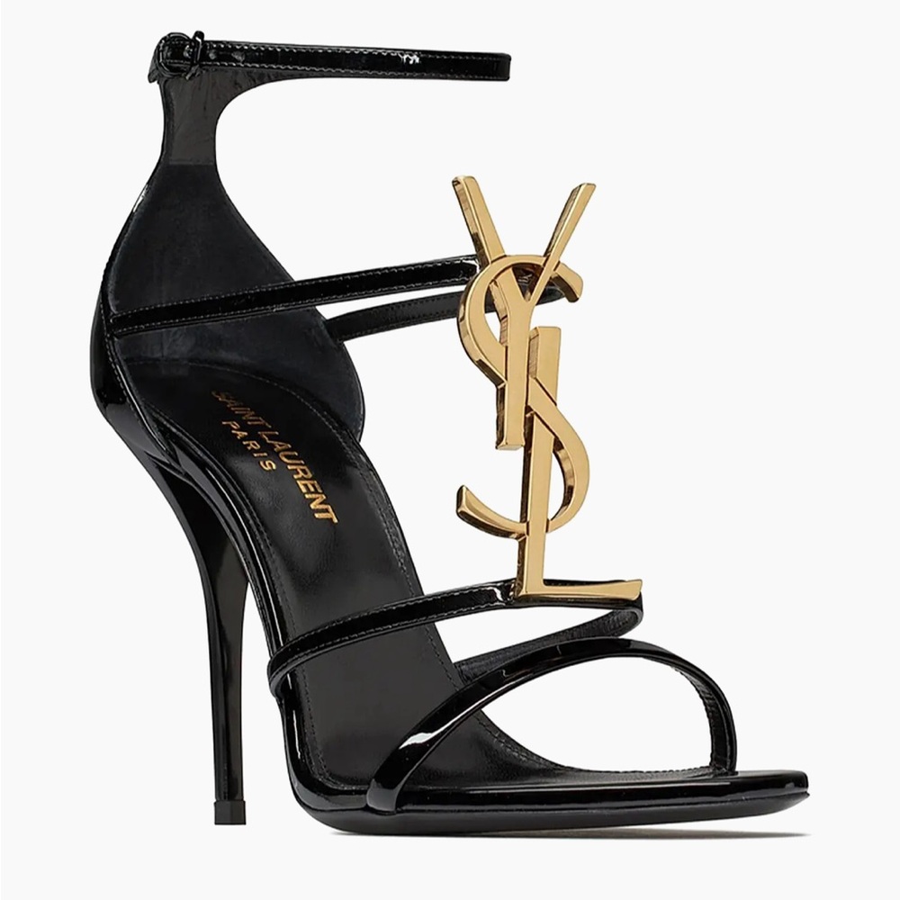 Saint Laurent YSL Cassandra 100mm Patent Leather Sandals